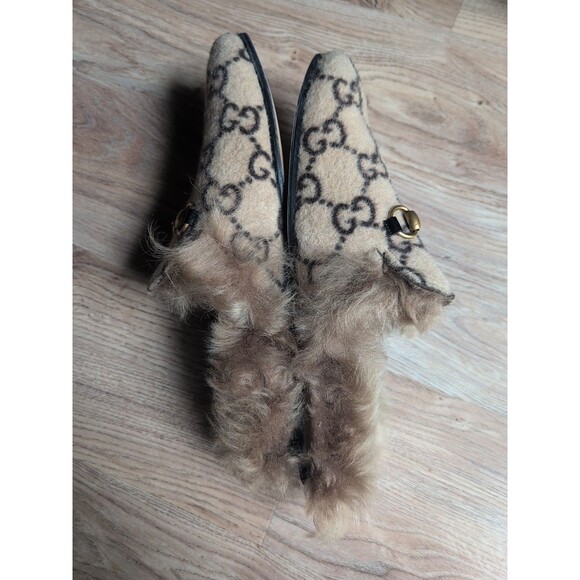 Gucci Princetown GG Wool Fur Flats Mules Slip On Mens 9-9.5 - Picture 11 of 16